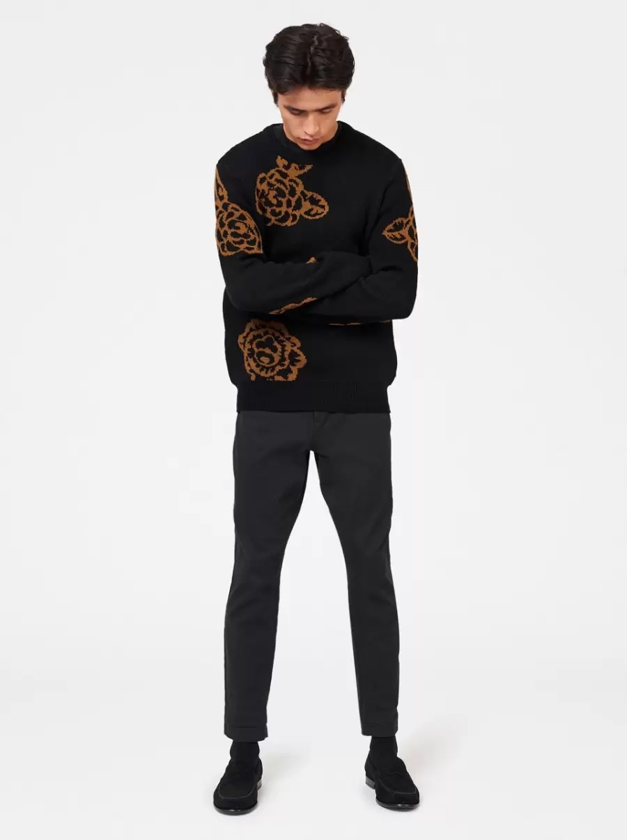 Men Ben Sherman Sweaters & Knits Vintage Winter Floral Sweater - Black Black - 6