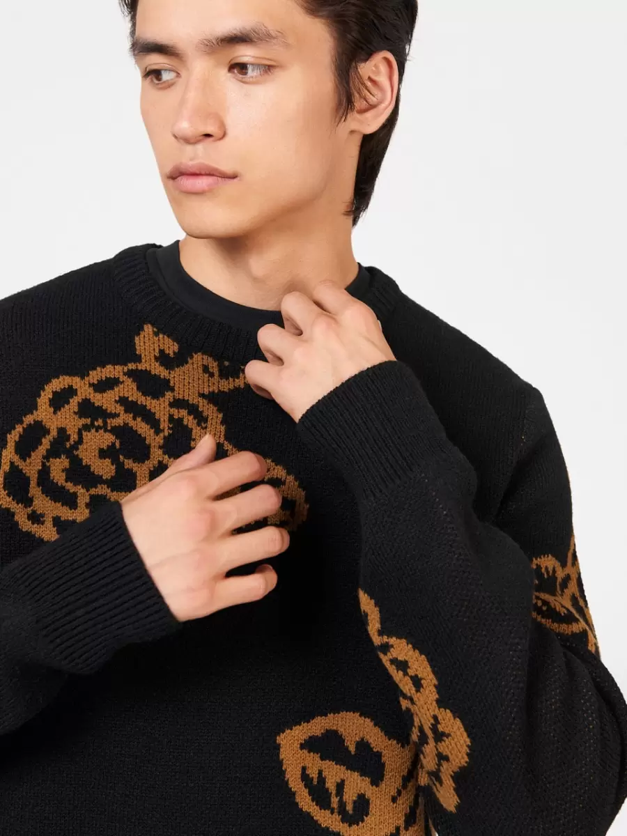 Men Ben Sherman Sweaters & Knits Vintage Winter Floral Sweater - Black Black
