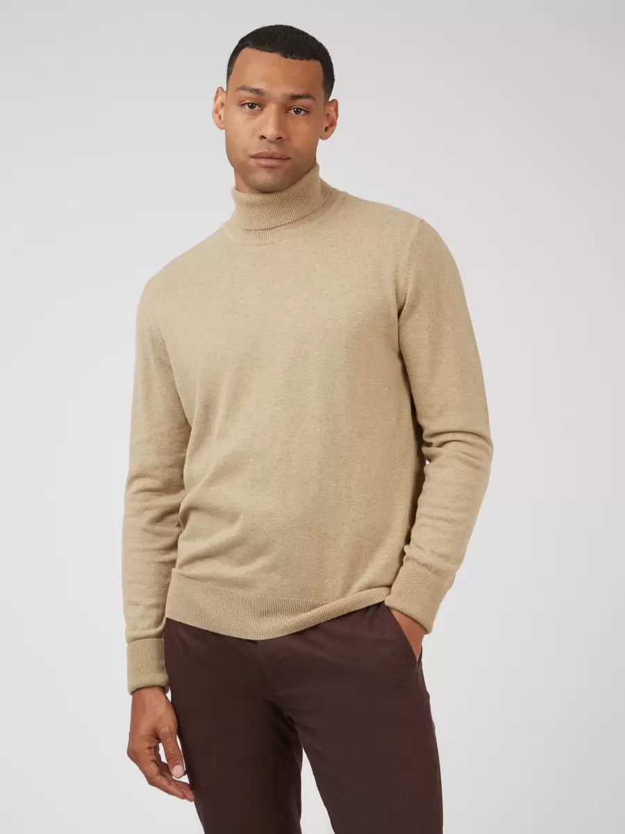 Discounted Sweaters & Knits Signature Knit Roll-Neck Sweater - Sand Ben Sherman Men Sand