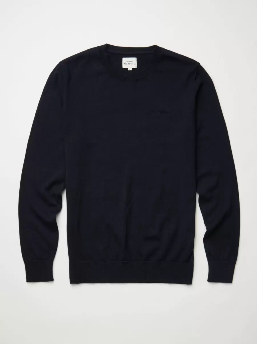 Dark Navy Tough Men Sweaters & Knits Ben Sherman Signature Knit Crewneck Sweater - Navy - 3