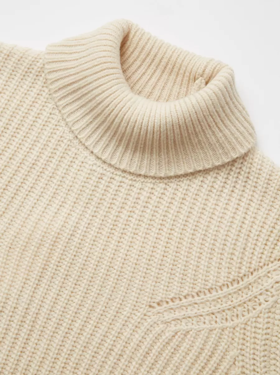 Discount Ben Sherman Ivory Men Chunky Roll-Neck Striped Sweater - Ivory Sweaters & Knits - 5