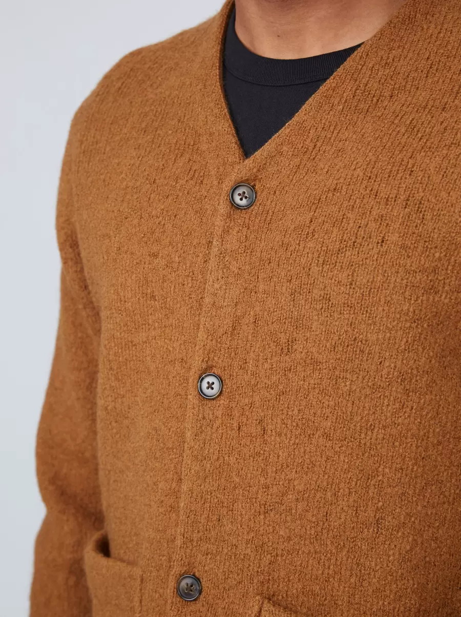 Men Easy B By Ben Sherman Textured Knit Cardigan - Ginger Sweaters & Knits Ginger - 11