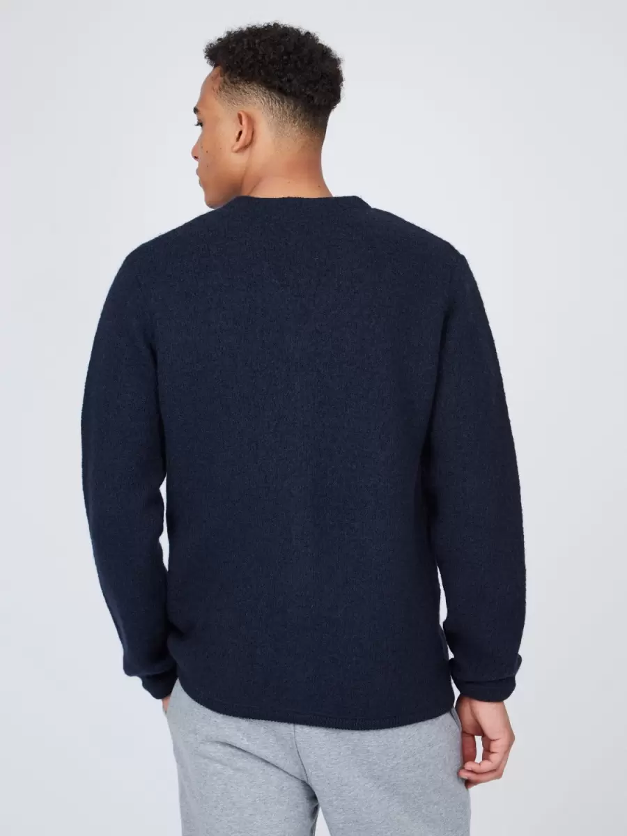 Dark Navy B By Ben Sherman Textured Knit Cardigan - Navy Sweaters & Knits Men Fashionable - 9
