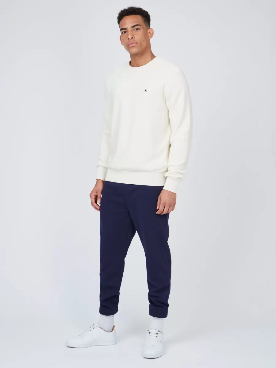 Last Chance Ivory Men B By Ben Sherman Towelling Crewneck Sweater - Ivory Sweaters & Knits - 2
