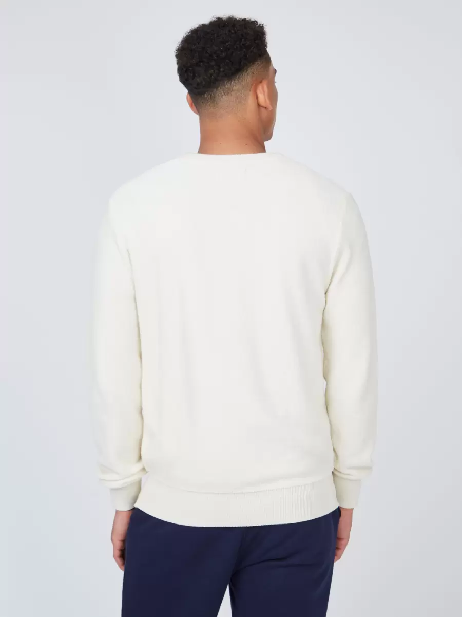 Last Chance Ivory Men B By Ben Sherman Towelling Crewneck Sweater - Ivory Sweaters & Knits - 3
