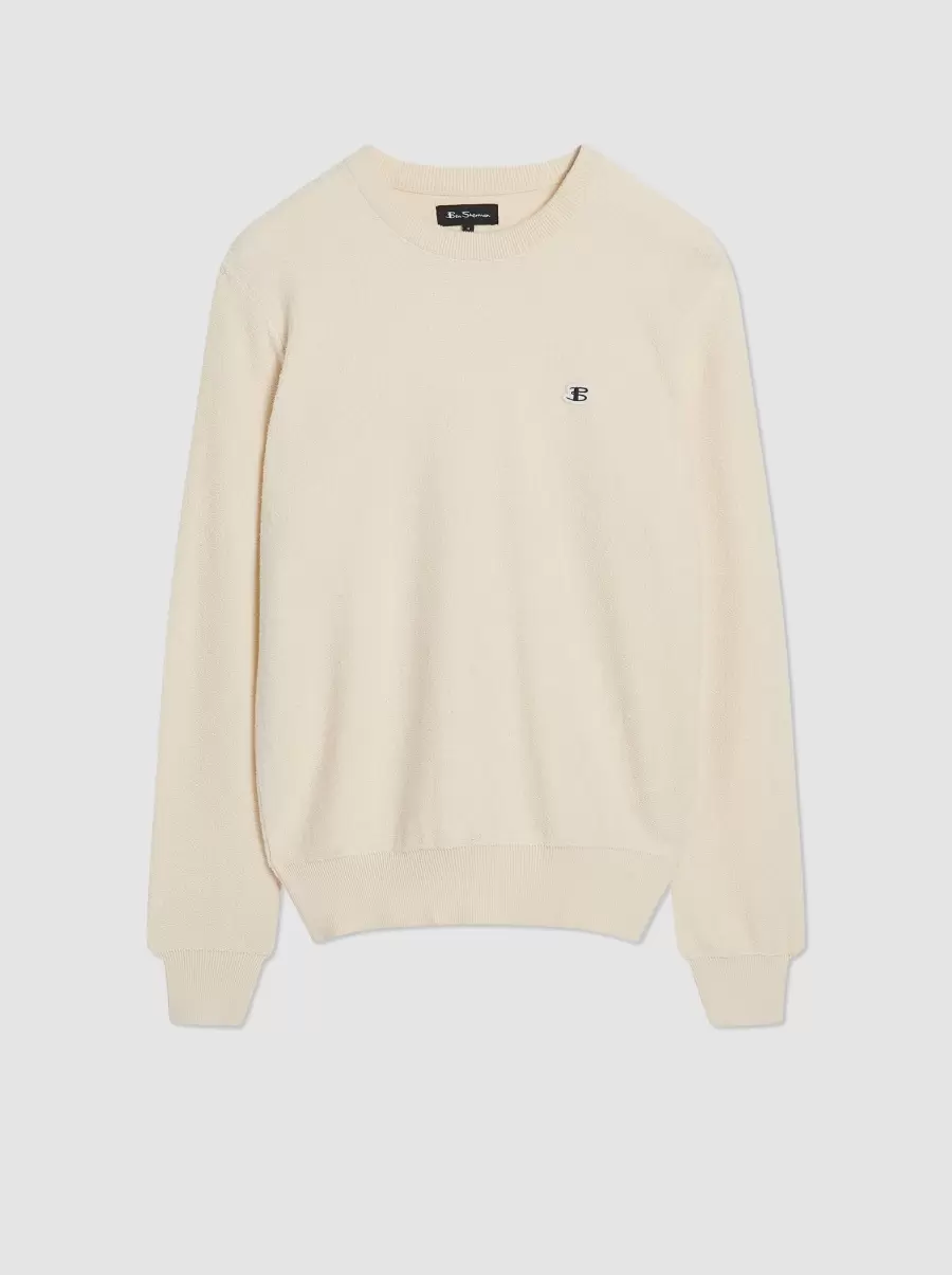 Last Chance Ivory Men B By Ben Sherman Towelling Crewneck Sweater - Ivory Sweaters & Knits - 4