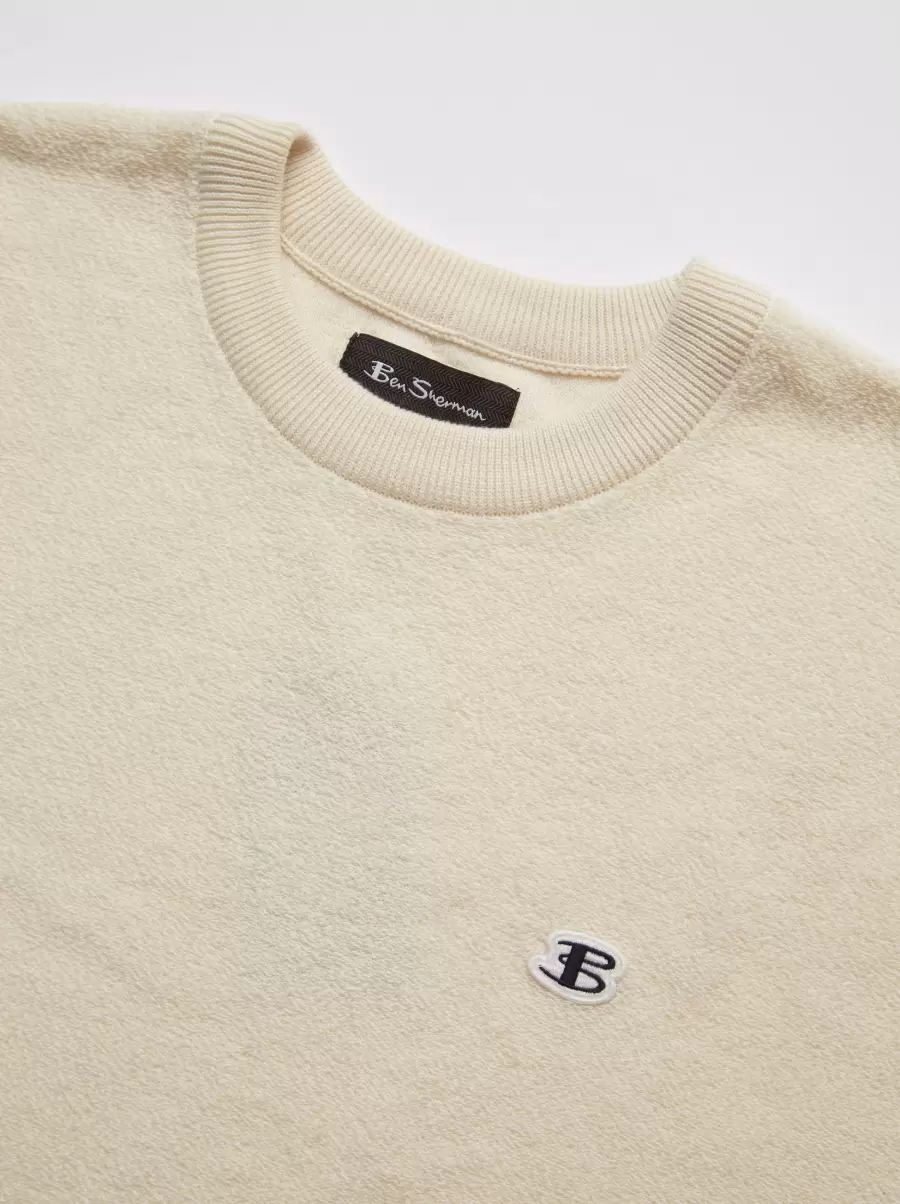 Last Chance Ivory Men B By Ben Sherman Towelling Crewneck Sweater - Ivory Sweaters & Knits - 5