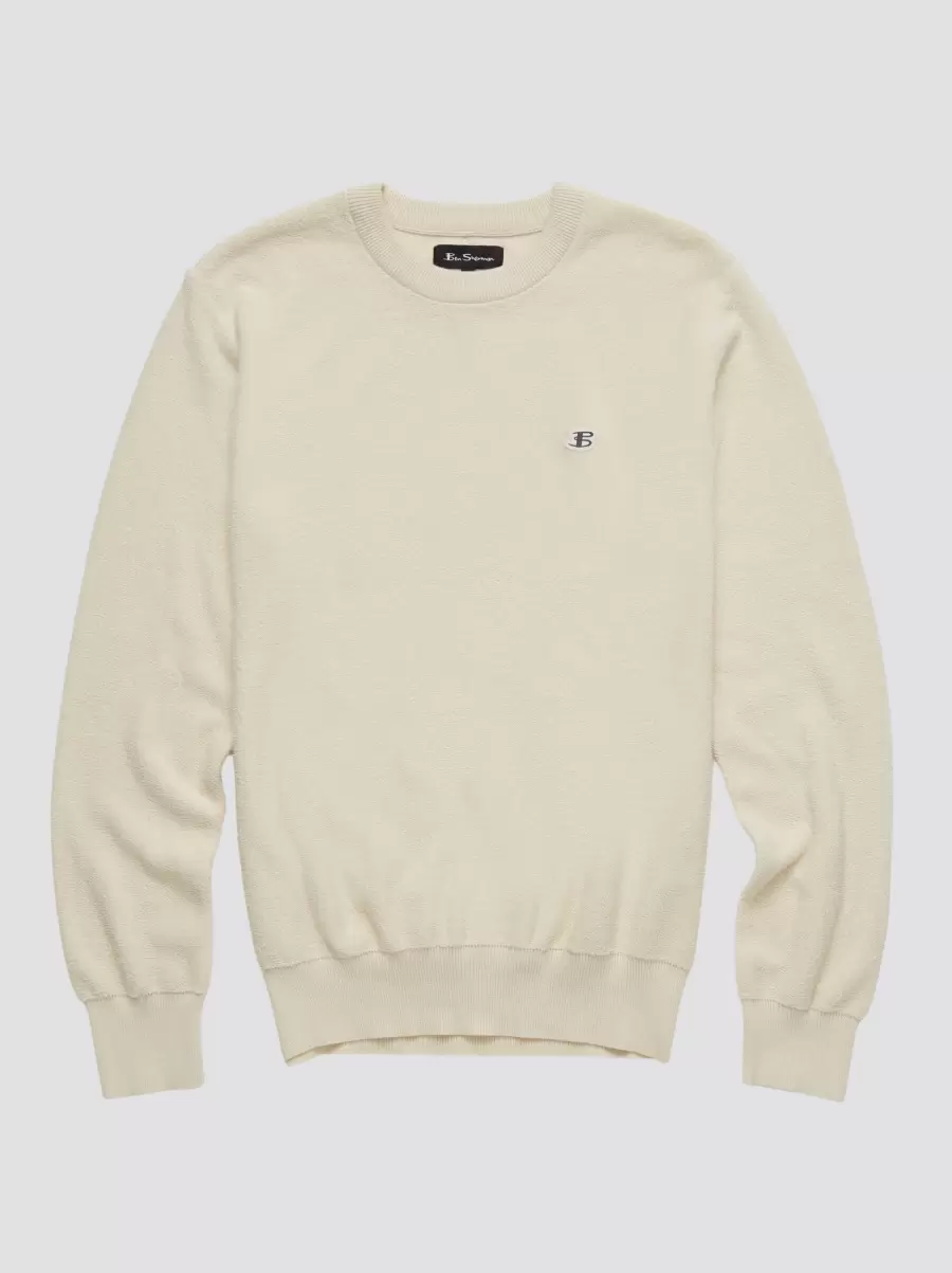 Last Chance Ivory Men B By Ben Sherman Towelling Crewneck Sweater - Ivory Sweaters & Knits - 6