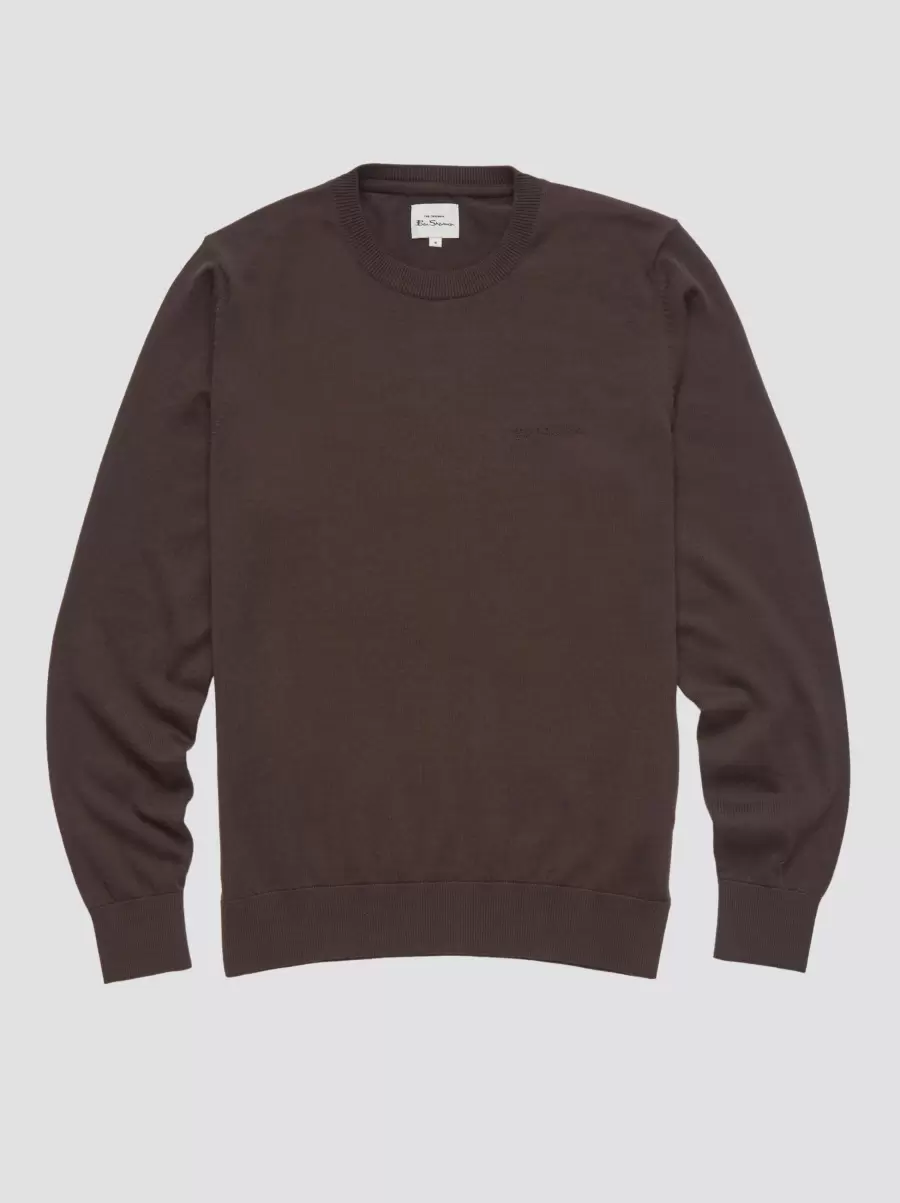 Men Ben Sherman Sweaters & Knits Affordable Signature Knit Crewneck Sweater - Peat Peat - 6