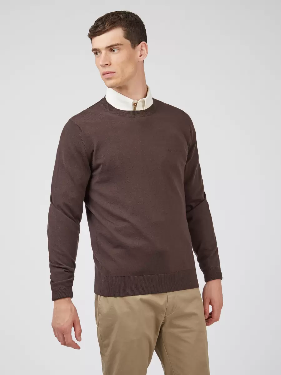 Men Ben Sherman Sweaters & Knits Affordable Signature Knit Crewneck Sweater - Peat Peat