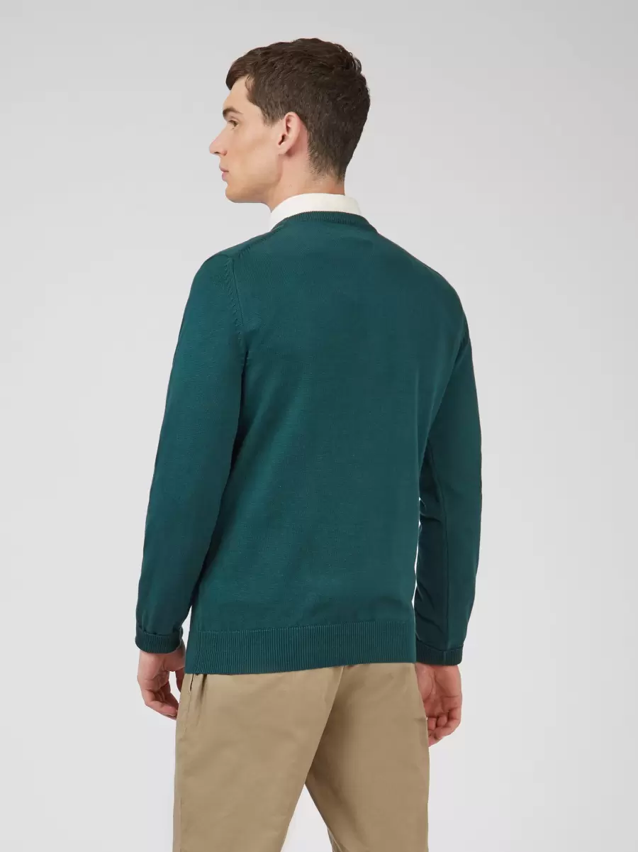 Ingenious Signature Knit Crewneck Sweater - Ocean Green Men Ben Sherman Sweaters & Knits Ocean Green - 5
