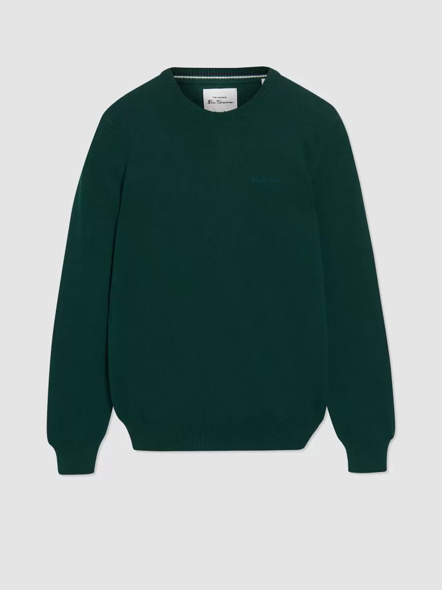 Ingenious Signature Knit Crewneck Sweater - Ocean Green Men Ben Sherman Sweaters & Knits Ocean Green