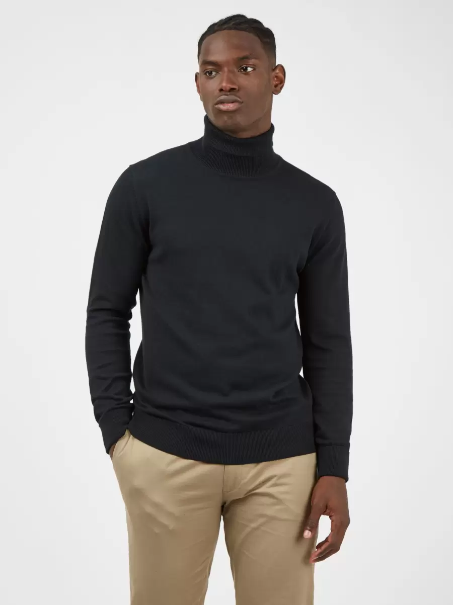 Signature Knit Roll-Neck Sweater - Black Versatile Sweaters & Knits Black Ben Sherman Men