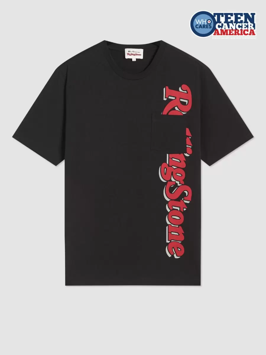 Men T-Shirts & Graphic Tees Sale Rolling Stone Charity Tee - Black Black Ben Sherman - 3
