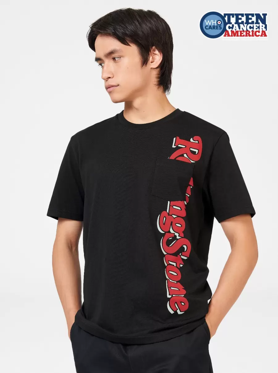 Men T-Shirts & Graphic Tees Sale Rolling Stone Charity Tee - Black Black Ben Sherman