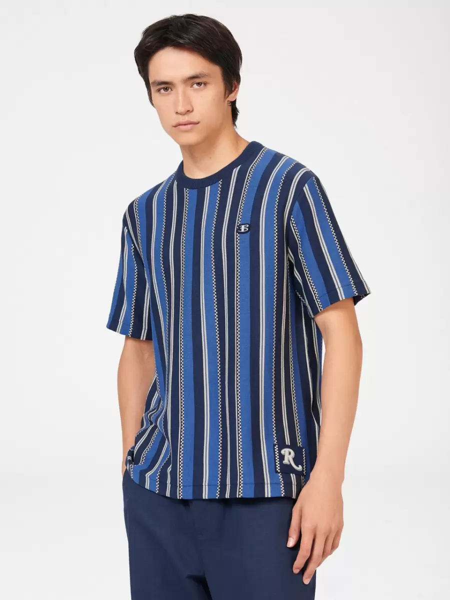 Rolling Stone Knitted Stripe Tee T-Shirts & Graphic Tees Mood Indigo Men Ben Sherman Versatile - 2