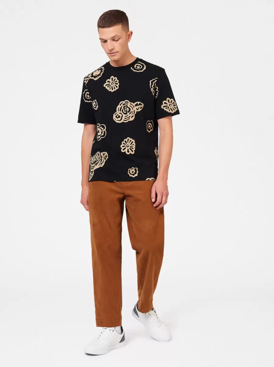 T-Shirts & Graphic Tees Fashionable Men Black Ben Sherman Scattered Floral Graphic Tee - 5