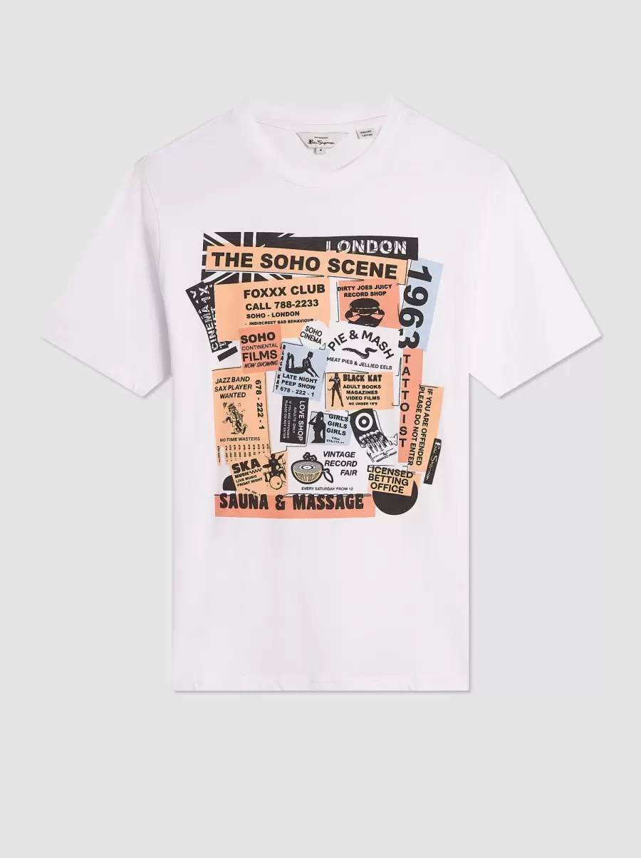 T-Shirts & Graphic Tees Soho Flyers Organic Graphic Tee Ben Sherman Ignite White Men - 1