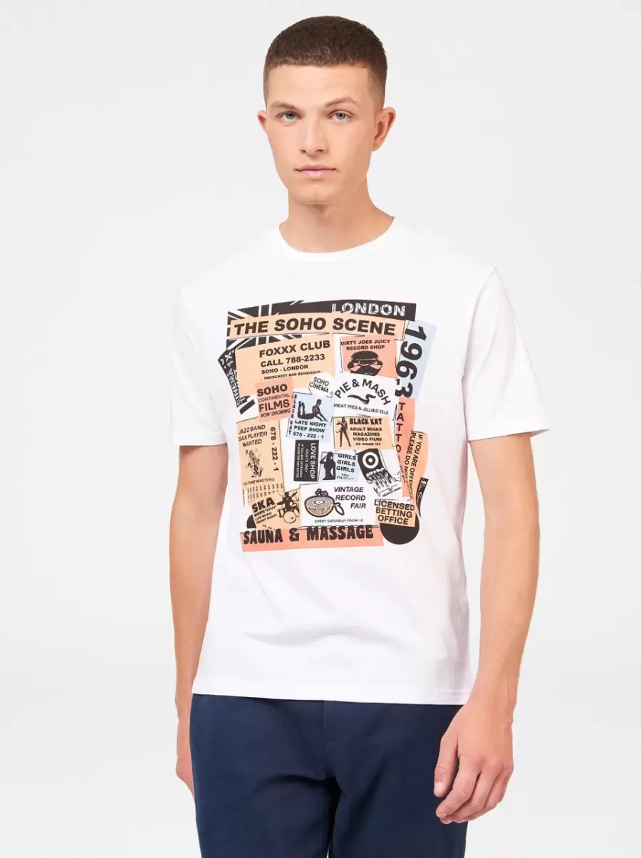 T-Shirts & Graphic Tees Soho Flyers Organic Graphic Tee Ben Sherman Ignite White Men - 5