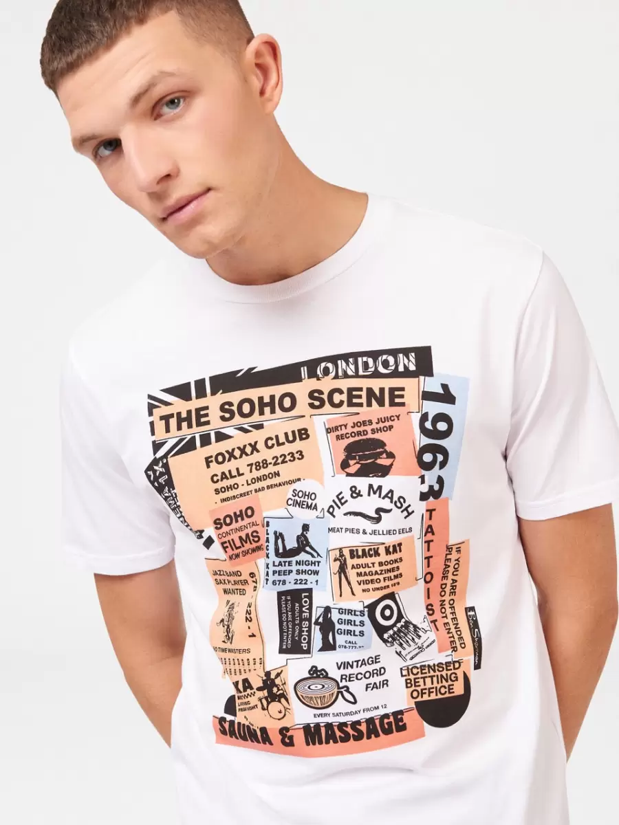 T-Shirts & Graphic Tees Soho Flyers Organic Graphic Tee Ben Sherman Ignite White Men