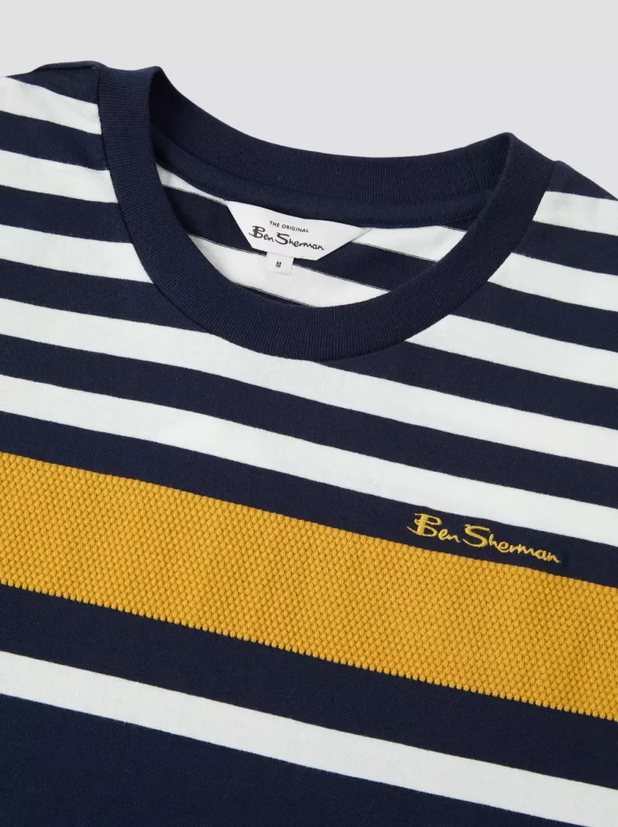Men Ben Sherman Rapid T-Shirts & Graphic Tees Signature Jersey Stripe Tee - Navy Dark Navy - 1