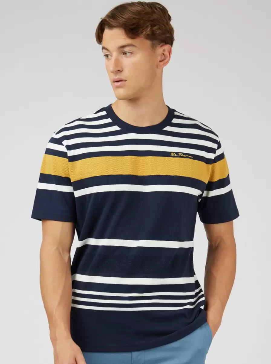 Men Ben Sherman Rapid T-Shirts & Graphic Tees Signature Jersey Stripe Tee - Navy Dark Navy - 2