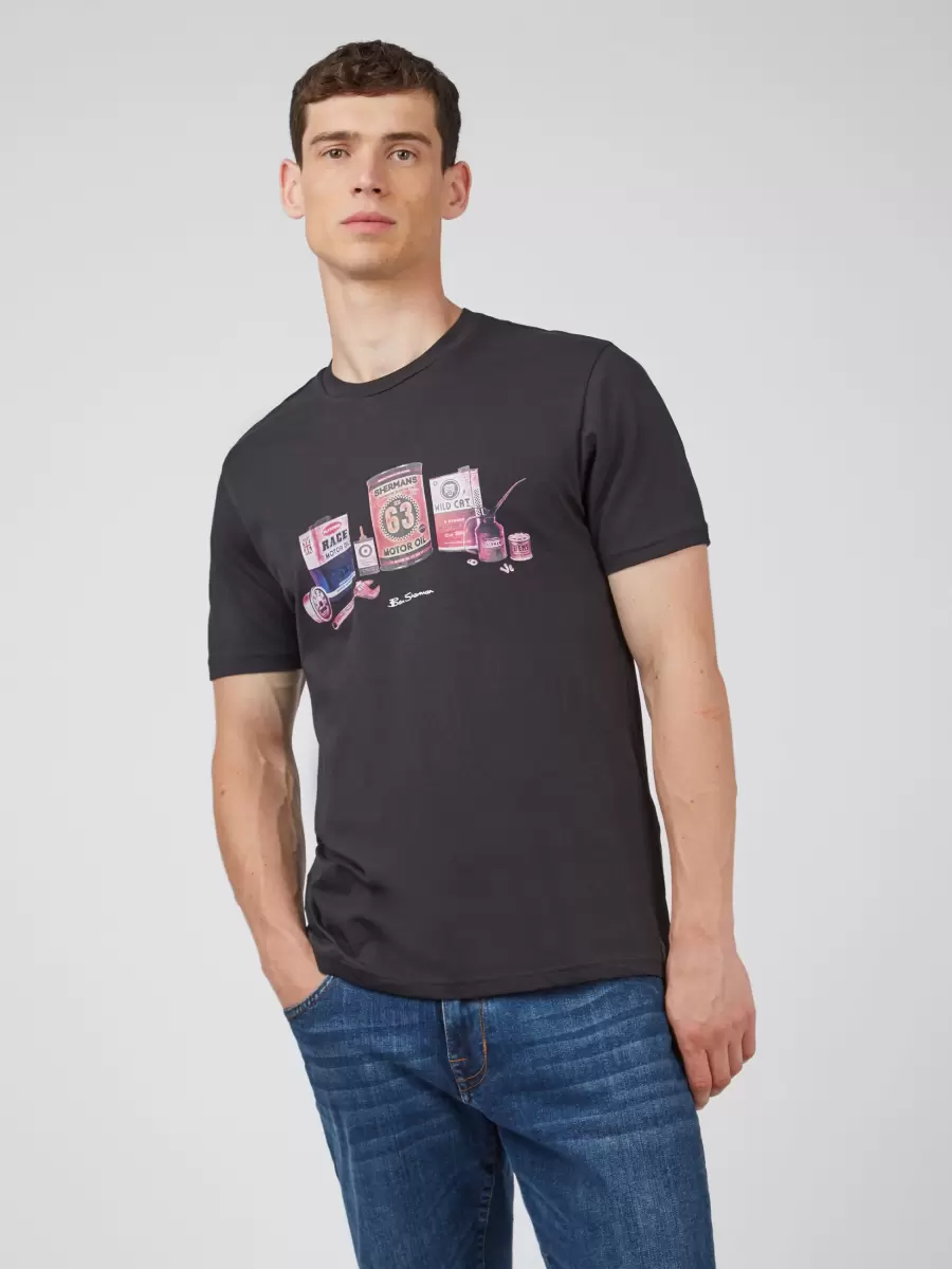 Bold T-Shirts & Graphic Tees Men Black Organic Jersey Chest-Print Graphic Tee Ben Sherman - 2