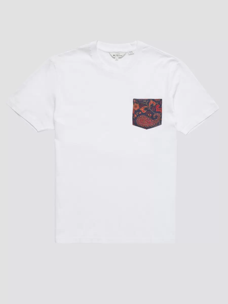 White T-Shirts & Graphic Tees Organic Jersey Paisley Pocket Graphic Tee - White Men Cost-Effective Ben Sherman - 4