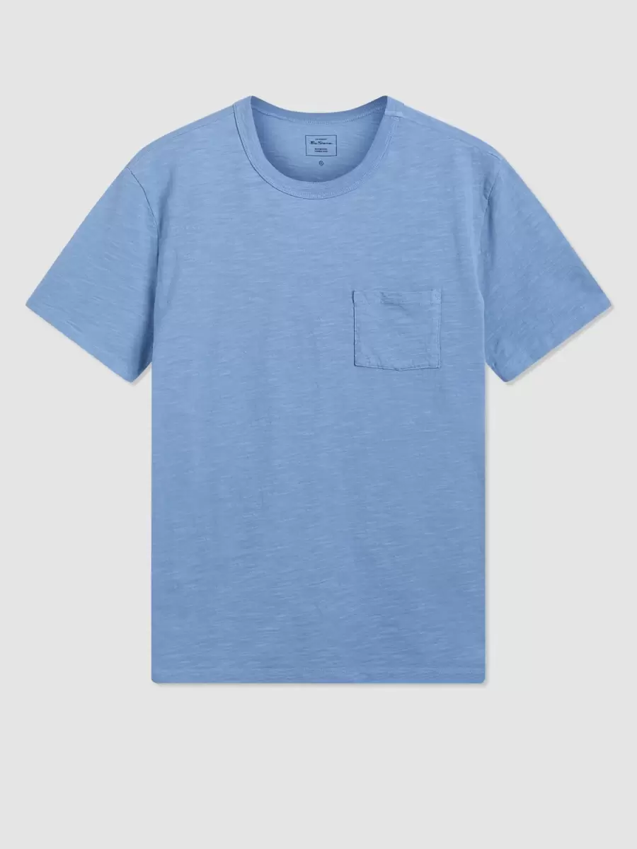 Men Ben Sherman T-Shirts & Graphic Tees Pale Blue Indigo Garment Dye Beatnik Short-Sleeve T-Shirt - Pale Blue Outstanding - 3