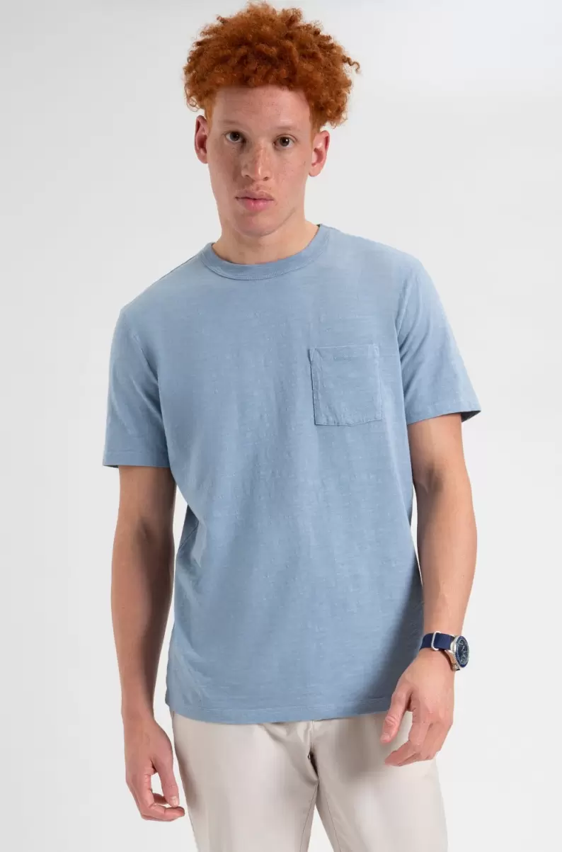 Men Ben Sherman T-Shirts & Graphic Tees Pale Blue Indigo Garment Dye Beatnik Short-Sleeve T-Shirt - Pale Blue Outstanding