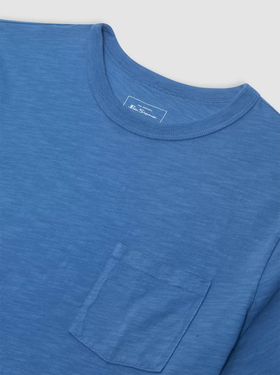 Garment Dye Beatnik Short-Sleeve T-Shirt - Mid Blue T-Shirts & Graphic Tees Mid Blue Men Low Cost Ben Sherman - 1