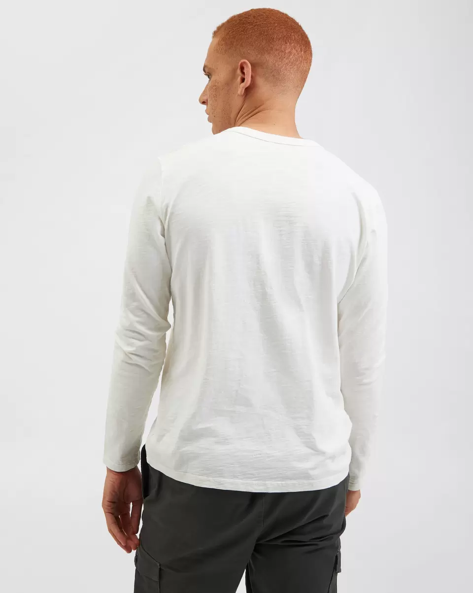 Men T-Shirts & Graphic Tees White Ben Sherman Offer Garment Dye Beatnik Long-Sleeve T-Shirt - White - 3