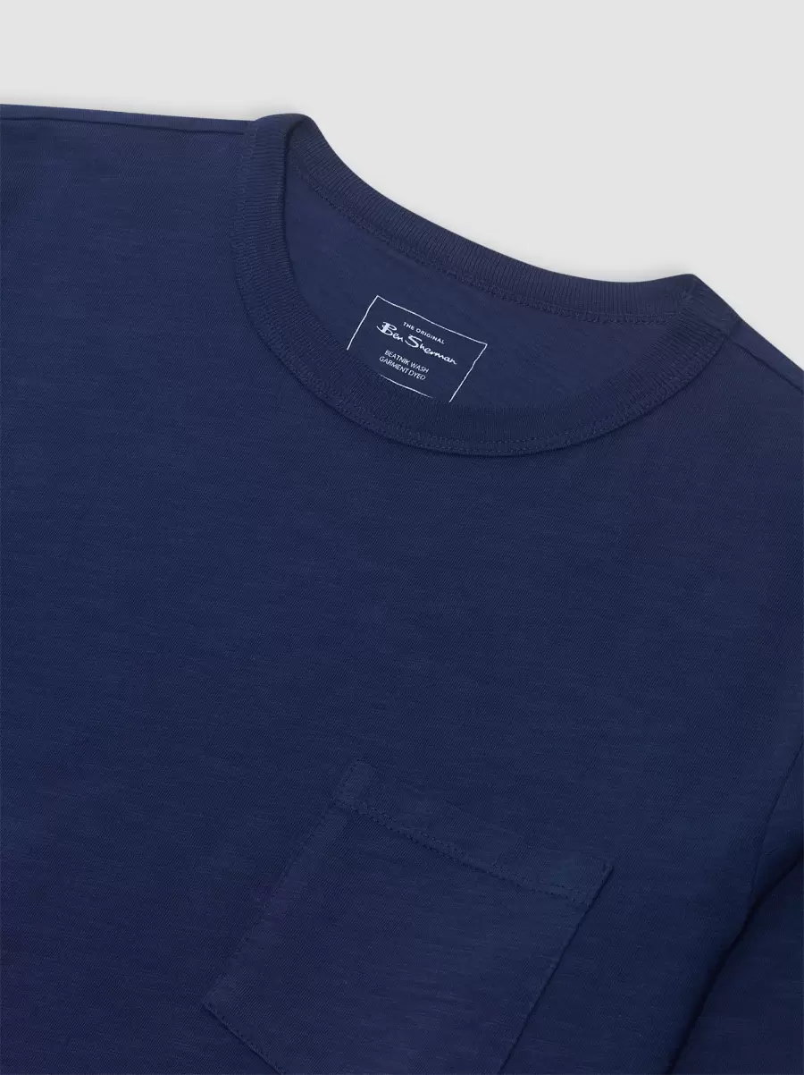 Navy Indigo Rapid T-Shirts & Graphic Tees Garment Dye Beatnik Long-Sleeve T-Shirt - Navy Indigo Men Ben Sherman - 1
