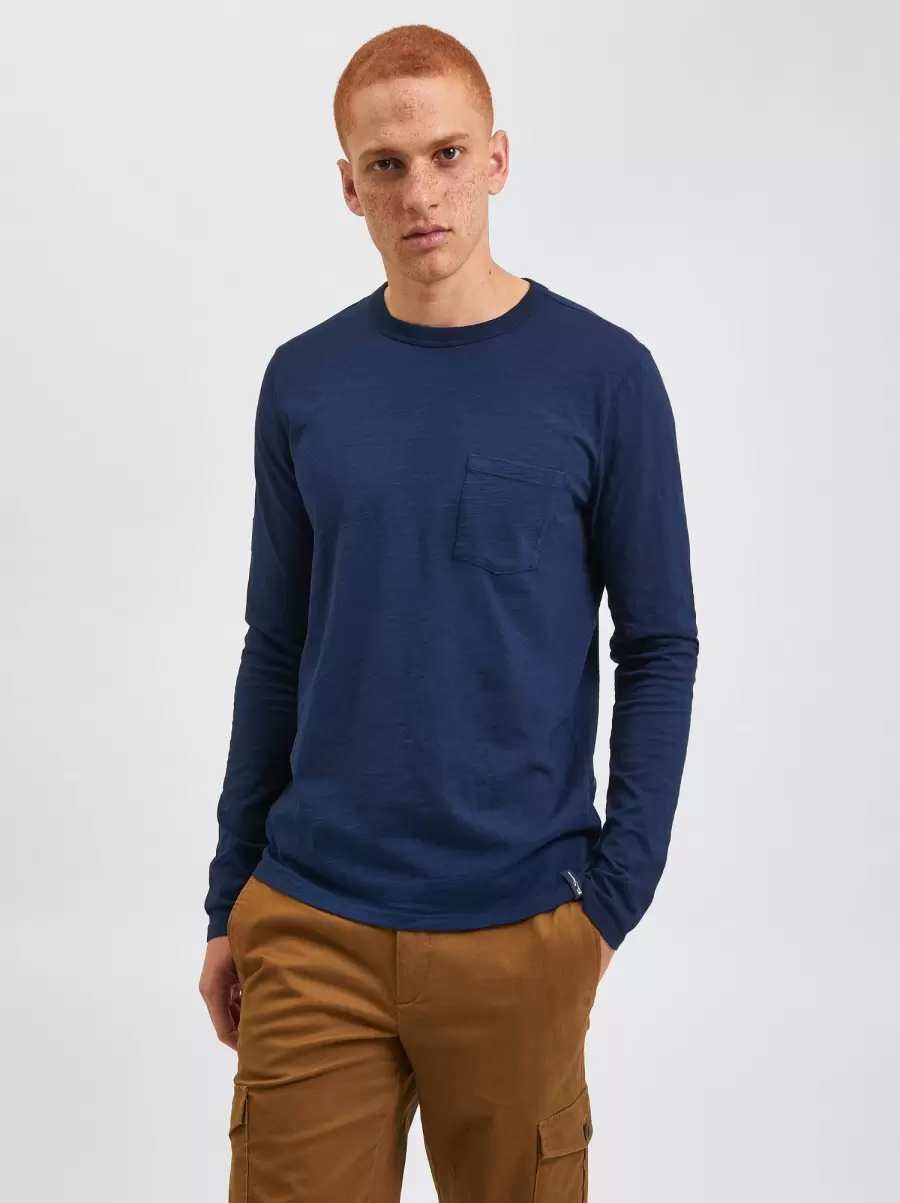 Navy Indigo Rapid T-Shirts & Graphic Tees Garment Dye Beatnik Long-Sleeve T-Shirt - Navy Indigo Men Ben Sherman