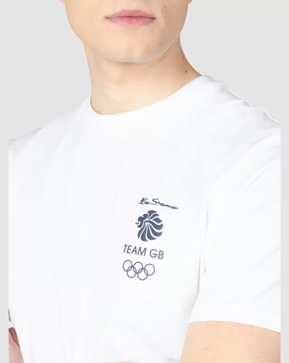 Men T-Shirts & Graphic Tees Team Gb Tokyo 2020 Graphic Tee Streamlined Ben Sherman White - 4