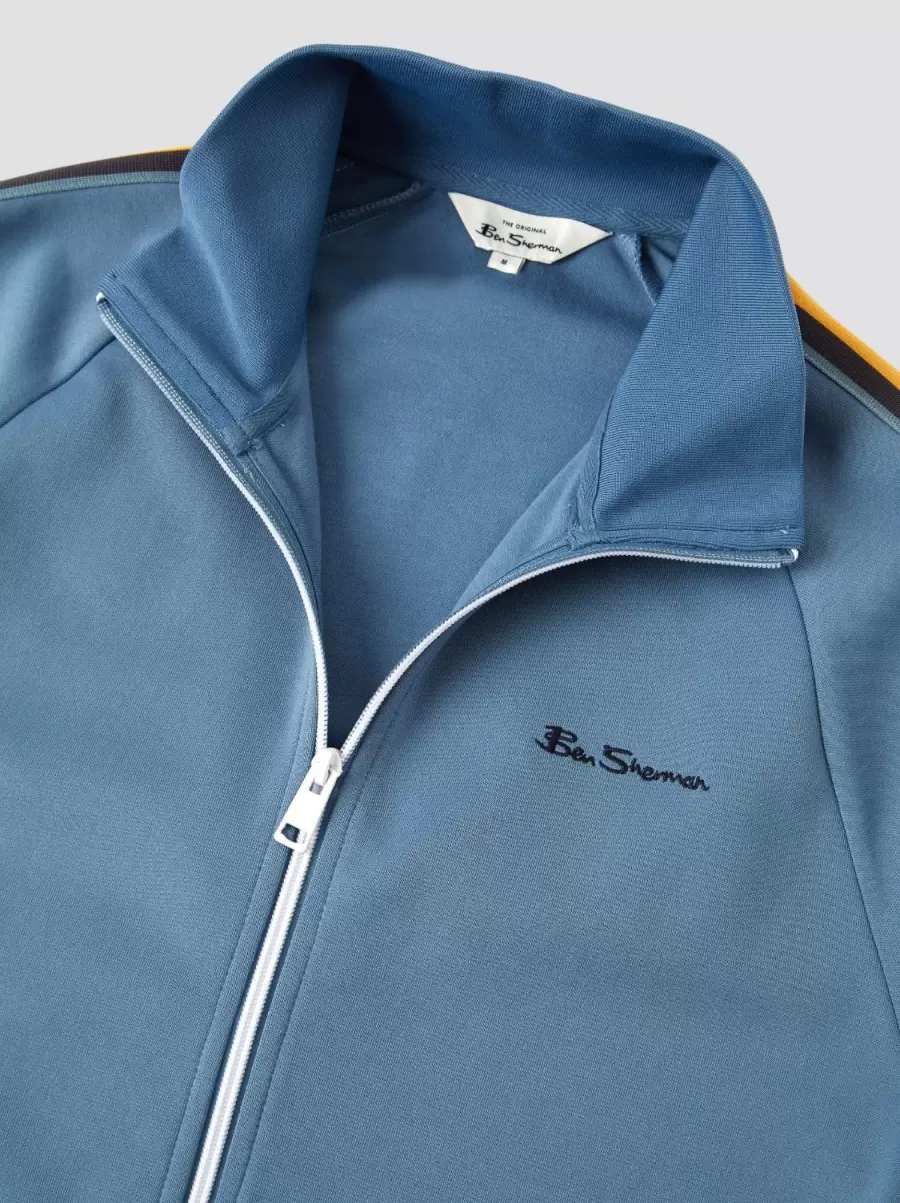 Blue Shadow Signature Zip-Through Track Jacket - Blue Jackets & Outerwear Ben Sherman Refined Men - 2