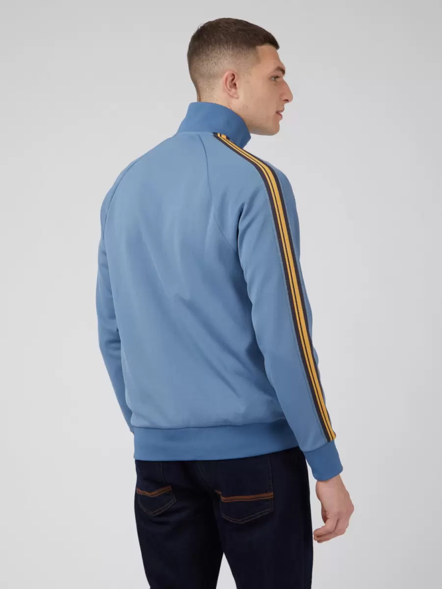 Blue Shadow Signature Zip-Through Track Jacket - Blue Jackets & Outerwear Ben Sherman Refined Men - 4
