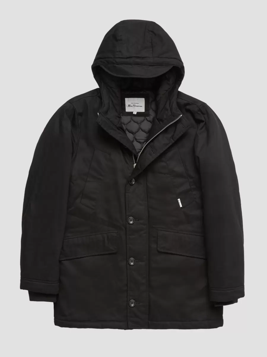 Jackets & Outerwear Men Water Resistant Smart Parka - Black Black Ben Sherman Order - 1