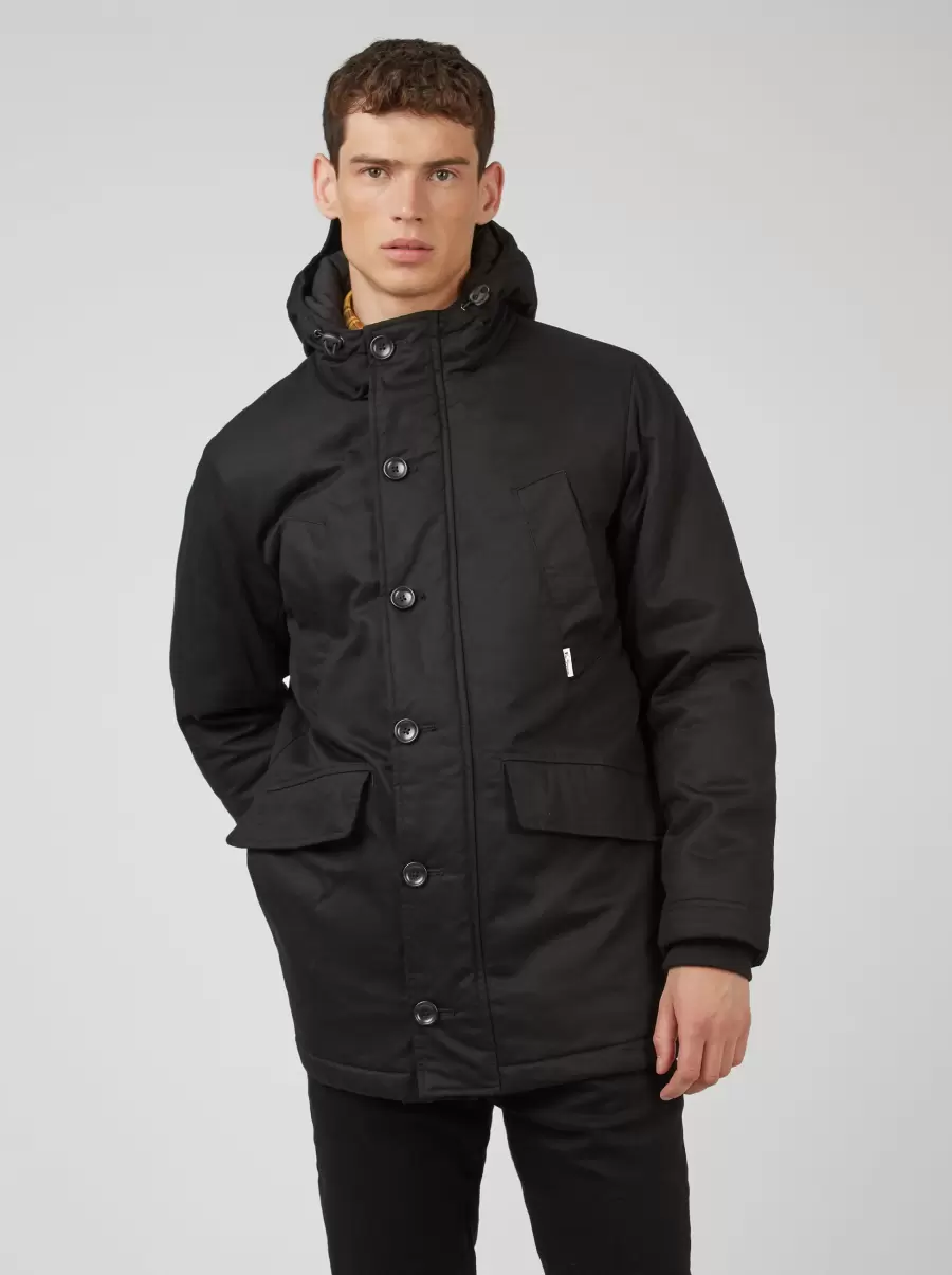 Jackets & Outerwear Men Water Resistant Smart Parka - Black Black Ben Sherman Order