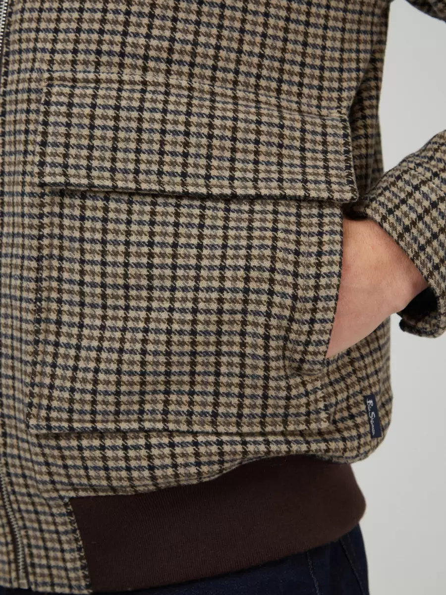 Cheap Jackets & Outerwear Heritage Check Wool Blend Jacket Ben Sherman Sand Men - 8