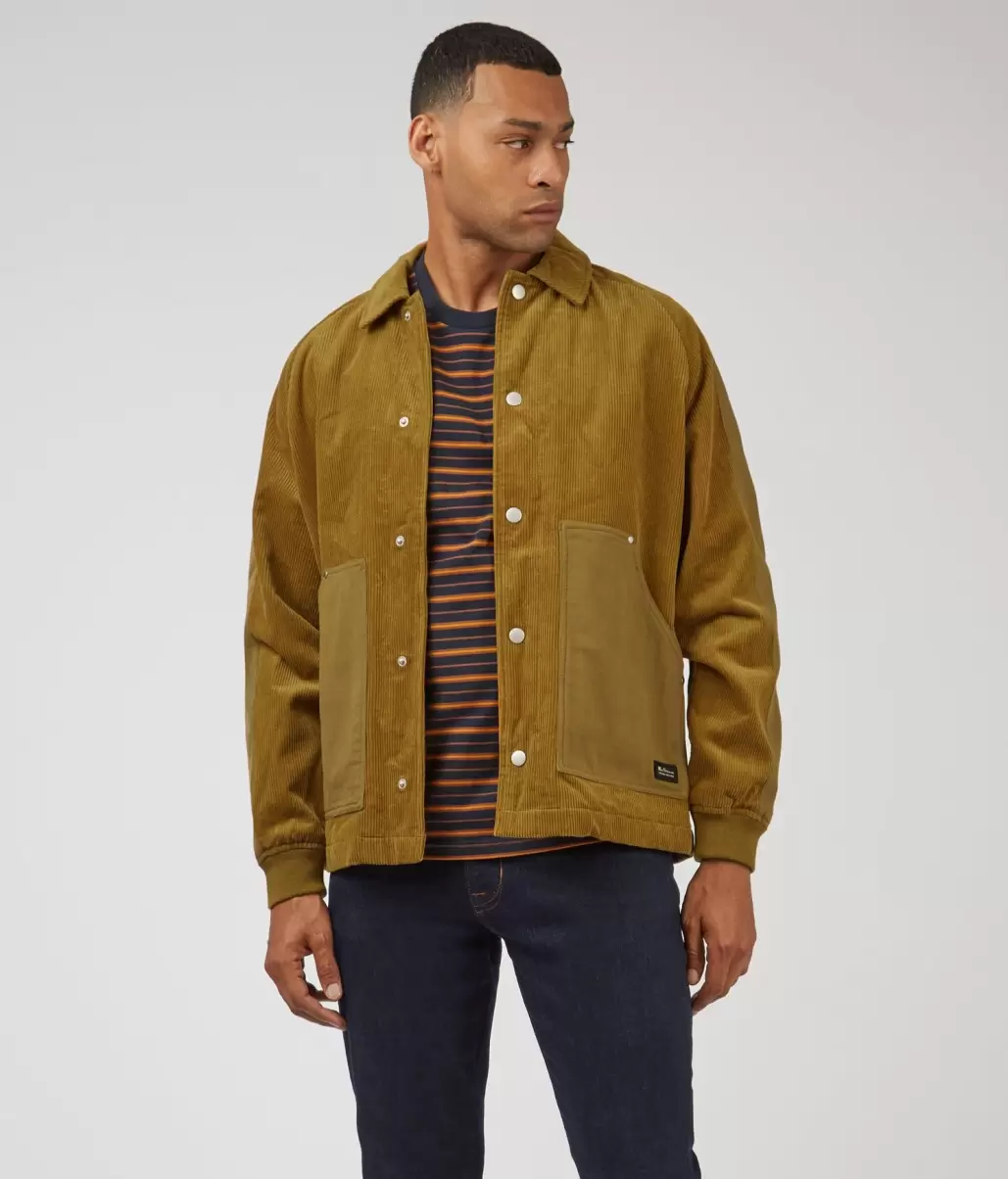 Men Jackets & Outerwear Corduroy Colorblock Workwear Jacket Bronze Ben Sherman Cutting-Edge - 1