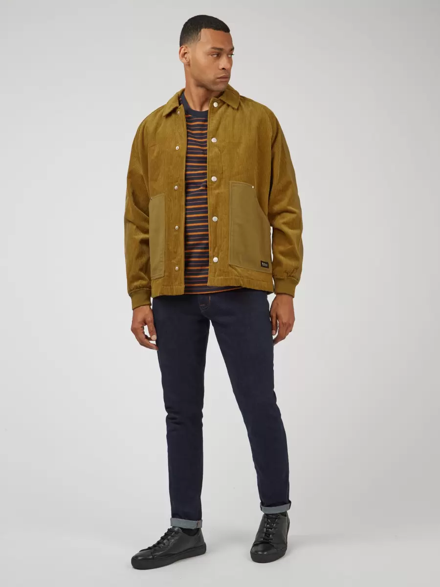 Men Jackets & Outerwear Corduroy Colorblock Workwear Jacket Bronze Ben Sherman Cutting-Edge - 8