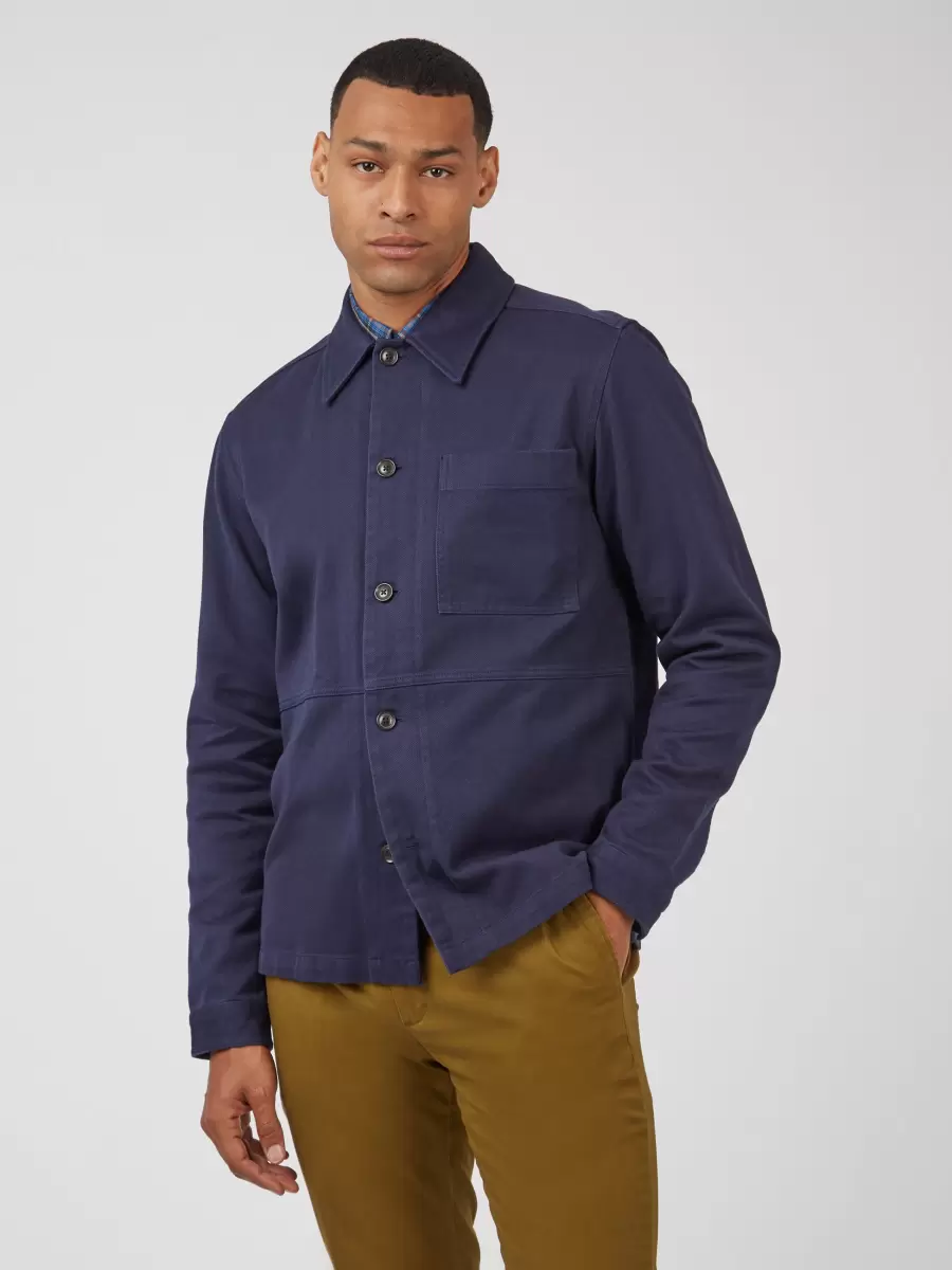 Ben Sherman Discount Casual Twill Workwear Jacket - Marine Men Jackets & Outerwear Marine - 2
