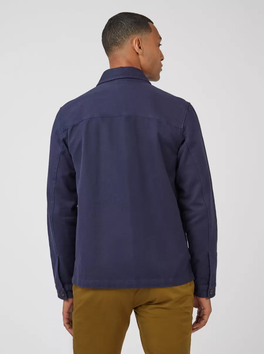Ben Sherman Discount Casual Twill Workwear Jacket - Marine Men Jackets & Outerwear Marine - 6