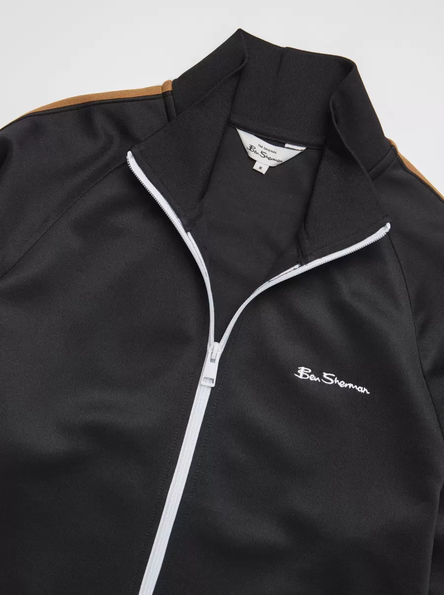 Men Signature Zip-Through Track Jacket - Black Ben Sherman Jackets & Outerwear Dropped Black - 8