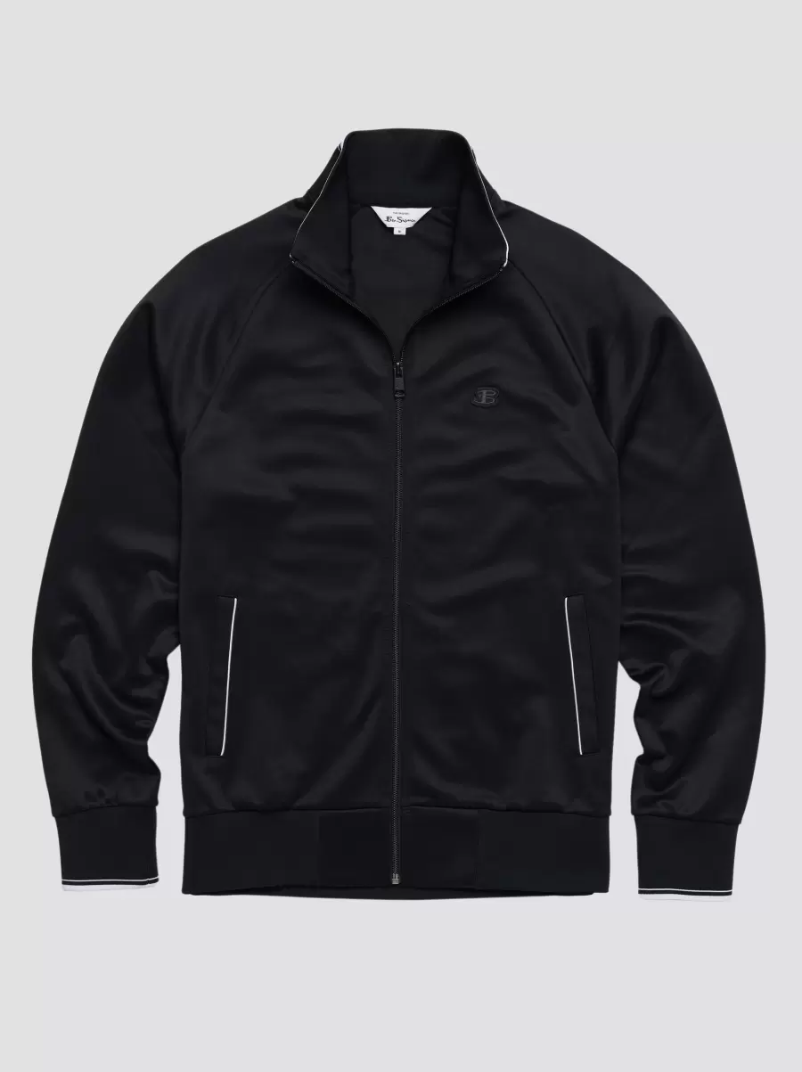 B By Ben Sherman Zip-Through Tricot Track Jacket Promo Black Sweatshirts & Hoodies Men - 1