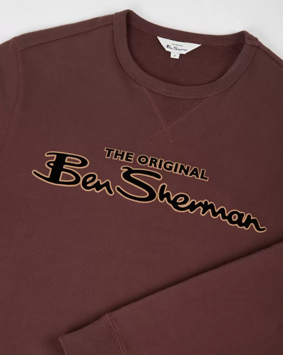 Bordeaux Manifest Men Signature Logo Sweatshirt - Bordeaux Sweatshirts & Hoodies Ben Sherman - 4