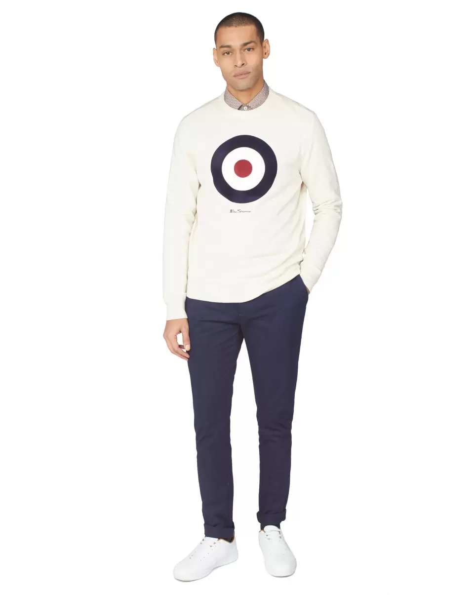 Men Ben Sherman Ecru Sweatshirts & Hoodies Purchase Signature Target Sweatshirt - Ecru - 3