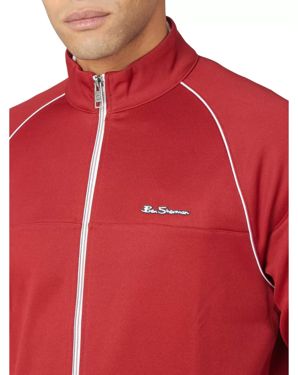 Tricot Zip-Through Track Jacket - Red Red Men Ben Sherman Style Sweatshirts & Hoodies - 2