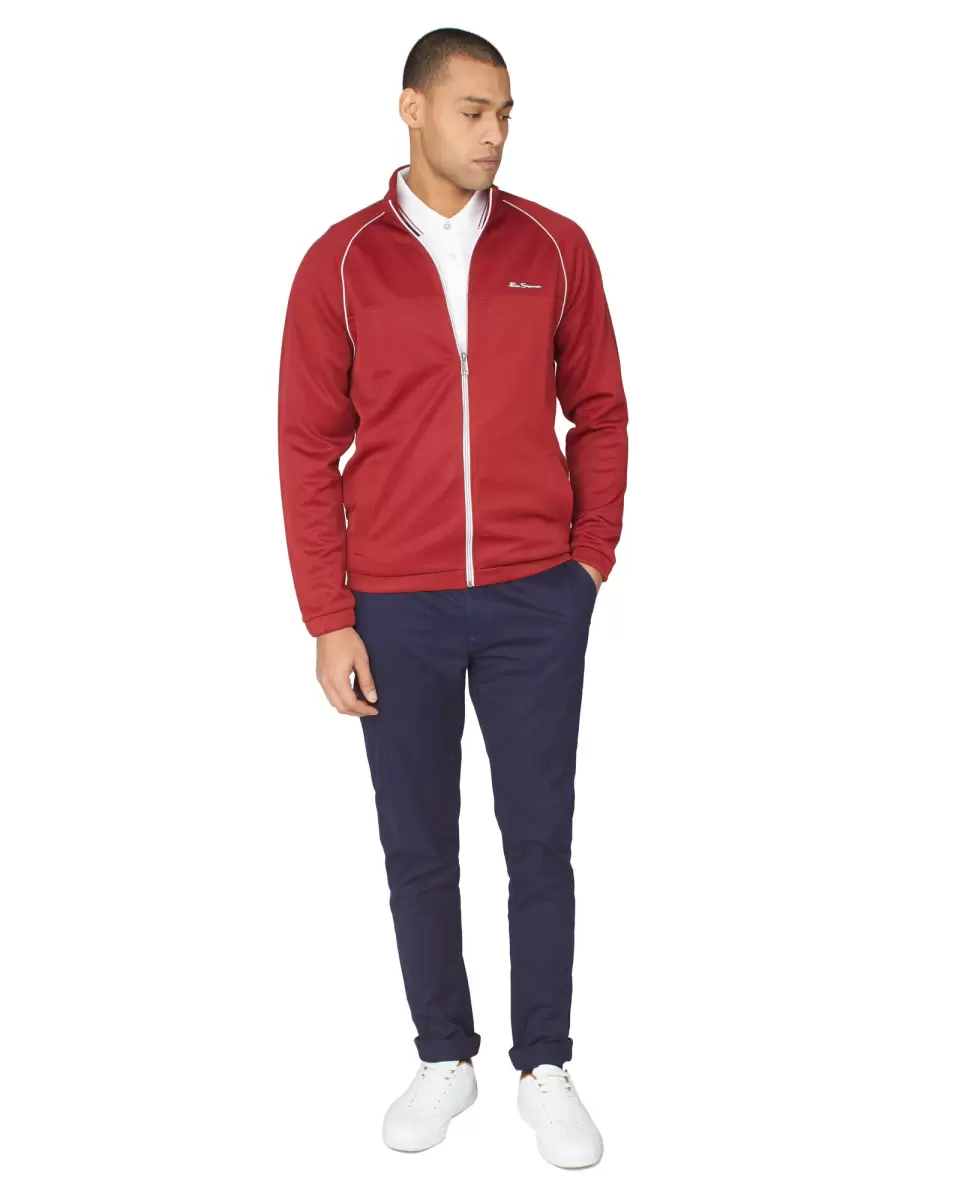 Tricot Zip-Through Track Jacket - Red Red Men Ben Sherman Style Sweatshirts & Hoodies - 3
